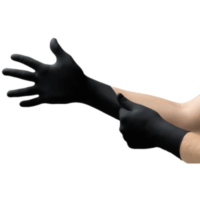 Ansell Black Nitrile Disposable Gloves Food Safe 0.12 mm Thickness Size 8 100 Pcs 93852080