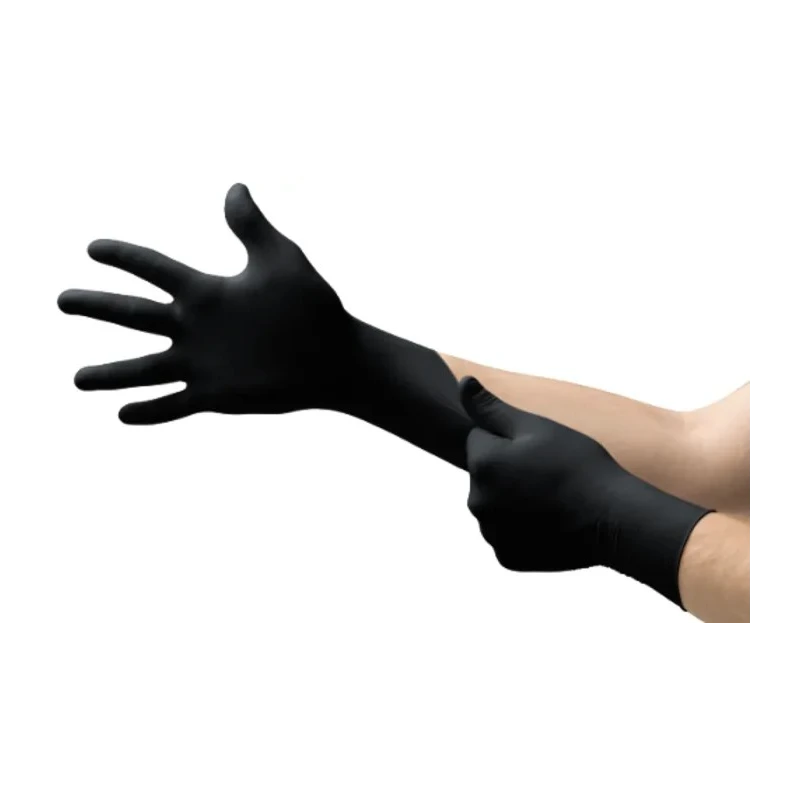 Ansell Black Nitrile Disposable Gloves Food Safe 0.12 mm Thickness Size 8 100 Pcs 93852080