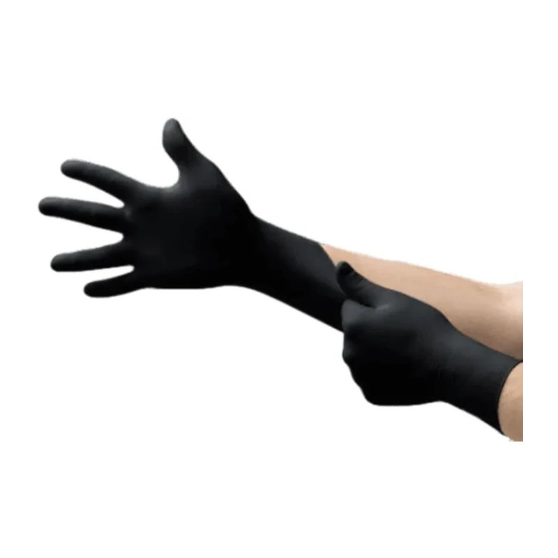 Ansell Black Nitrile Disposable Gloves Food Safe 0.12 mm Thickness Size 8 100 Pcs 93852080