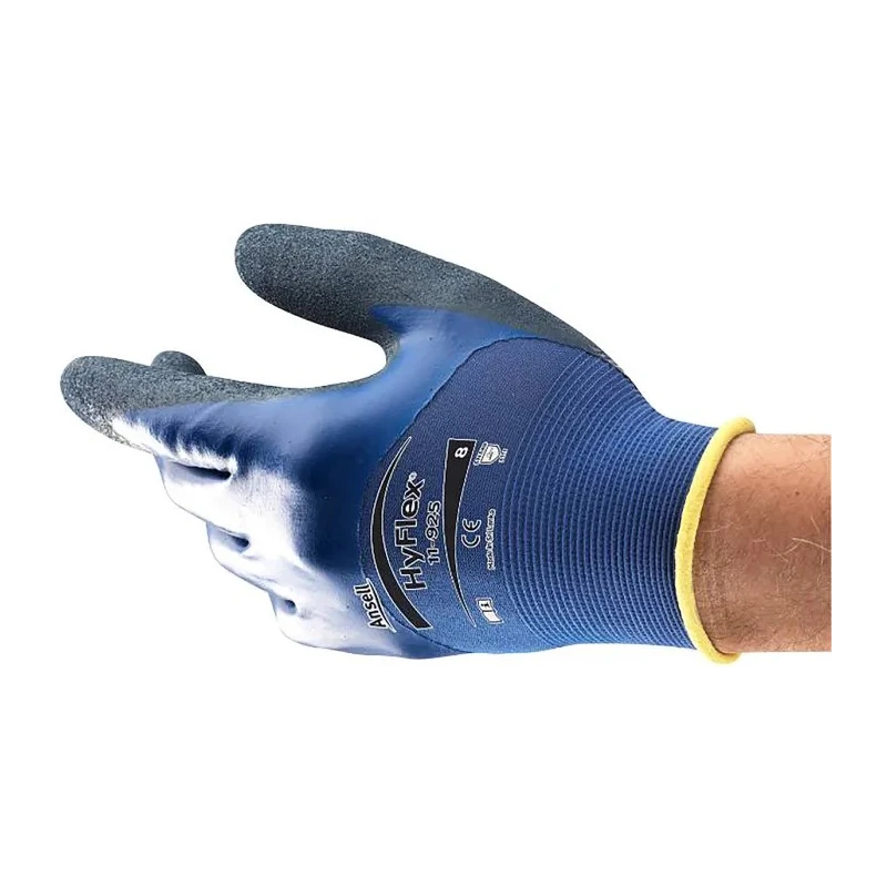Ansell HyFlex 11-925 Blue Nylon Spandex Work Gloves Size 8 Nitrile Coating 11925080