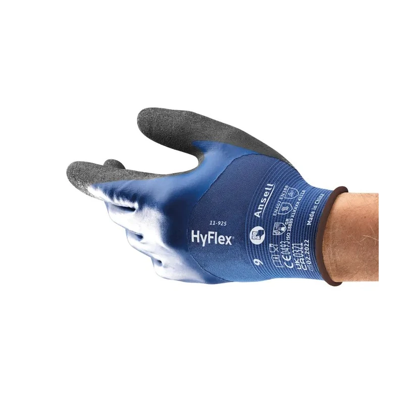 Ansell HyFlex 11-925 Black Nitrile, Nylon, Spandex Work Gloves Size 10 with Nitrile Coating 11925100