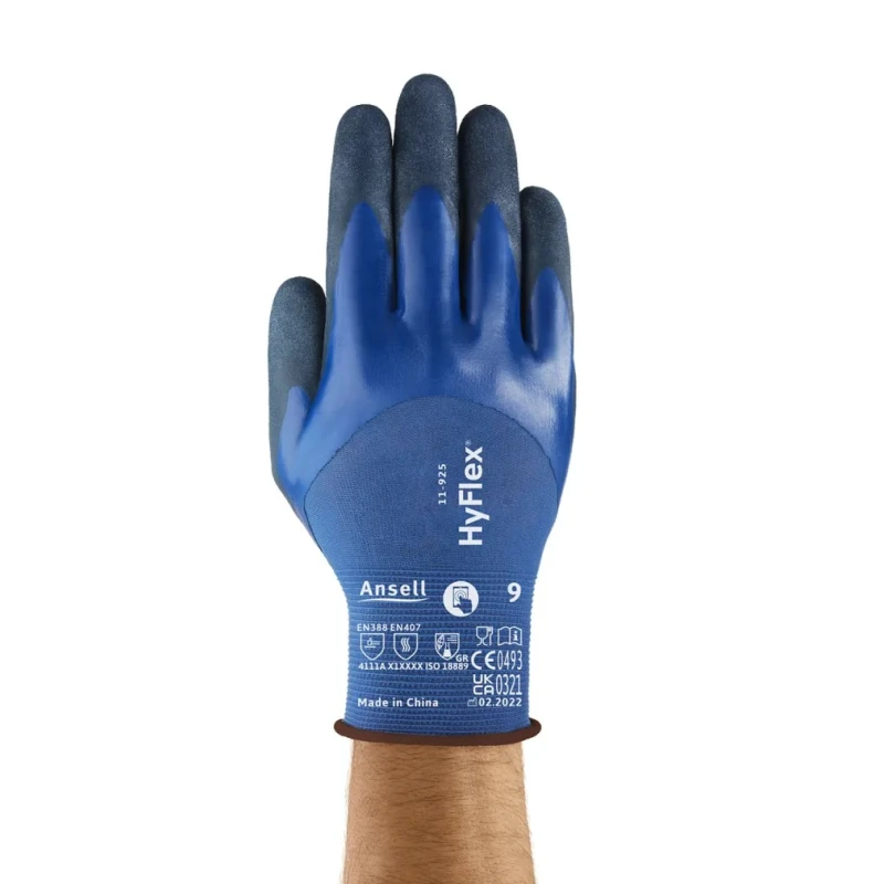 Ansell HyFlex 11-925 Black Nitrile, Nylon, Spandex Work Gloves Size 10 with Nitrile Coating 11925100