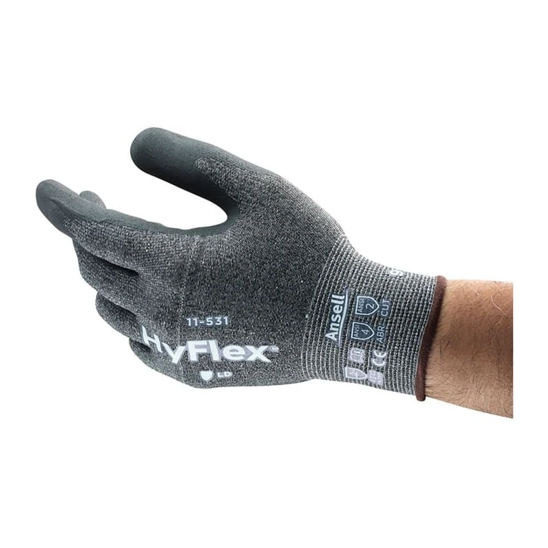 Traffi HyFlex 11-531 Grey Nylon Work Gloves Size 10 Nitrile Coating 11531100