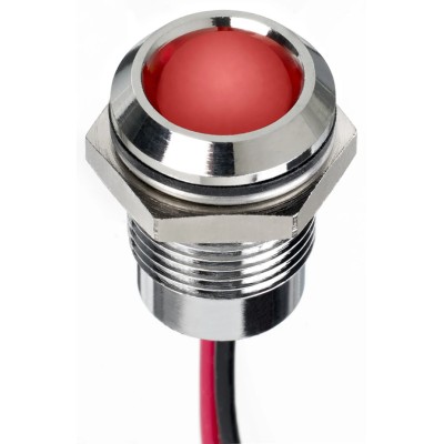 RS PRO Red Panel Mount Indicator 24V DC 20mA Lead Wire Termination IP67 Prominent Bezel 130-1084