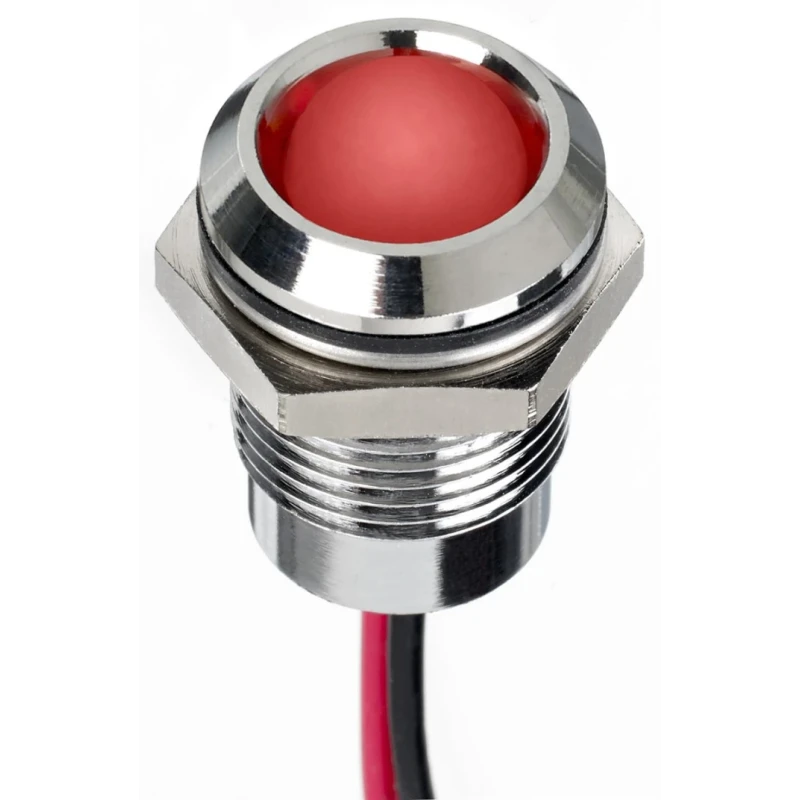 RS PRO Red Panel Mount Indicator 24V DC 20mA Lead Wire Termination IP67 Prominent Bezel 130-1084