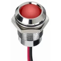RS PRO Red Panel Mount Indicator 220V AC 3mA Lead Wire Termination IP67 Prominent Bezel 130-1092