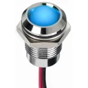 RS PRO Blue Panel Mount Indicator 24V DC 20mA Lead Wire Termination IP67 Silver Bezel Prominent 130-1087