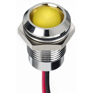 RS PRO Yellow Panel Mount Indicator 24V dc 20mA Lead Wire Termination IP67 Prominent 130-1086