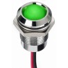 RS PRO Green Panel Mount Indicator, 24V DC, 20mA, Lead Wire Termination, IP67, Prominent Bezel, Model 130-1085