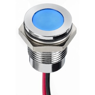 RS PRO Blue Panel Mount Indicator 24V DC 20mA Lead Wire Termination IP67 Flush 130-2262
