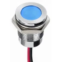 RS PRO Blue Panel Mount Indicator, 1.8V dc, 3.3V dc, 20mA, Lead Wire Termination, IP67, Flush Bezel, Silver, 19.4mm 130-1098