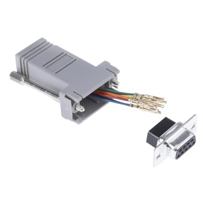 RS PRO D-Sub Adapter 9-Way D-Sub Female to RJ45 Female Plug-in Connector Taiwan 625-6243