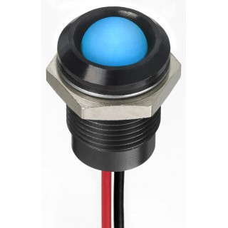 RS PRO Blue Panel Mount Indicator 12V DC 20mA Lead Wire Termination IP67 Prominent Bezel 130-2276