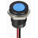 RS PRO Blue Panel Mount Indicator Flush Bezel IP67 Lead Wire Termination 1.8V dc 3.3V dc 20mA 14mm Mount Hole 130-2290