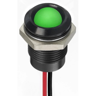 RS PRO Green Panel Mount Indicator 24V DC 20mA Lead Wire Termination IP67 Prominent Bezel 130-2279