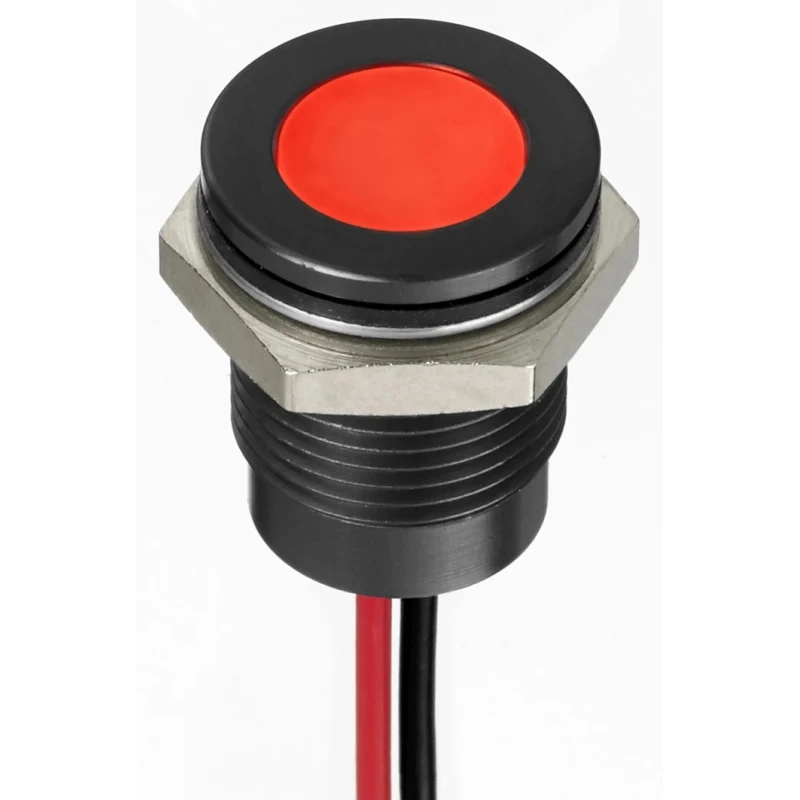 RS PRO Red Panel Mount Indicator LED 12V DC 20mA Lead Wire Termination IP67 Flush Bezel 130-2292
