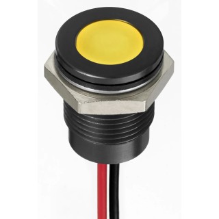 RS PRO Yellow Panel Mount Indicator 24V DC 20mA Lead Wire Termination IP67 Flush Bezel 130-2299