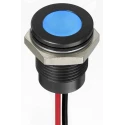 RS PRO Blue Panel Mount Indicator 12V DC 20mA Lead Wire Termination IP67 Flush Bezel 130-2295