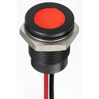 RS PRO Red Panel Mount Indicator 24V DC 20mA Lead Wire Termination IP67 Flush 130-2297
