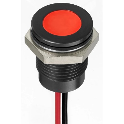 RS PRO Red Panel Mount Indicator 24V DC 20mA Lead Wire Termination IP67 Flush 130-2297