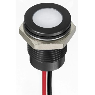 RS PRO White Panel Mount Indicator, 24V DC, 20mA, Lead Wire Termination, IP67, Flush Bezel 130-2301