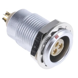 LEMO Circular Connector Panel Mount 3 Contacts Socket Female 10 mm 1700V Brass Housing Gold Plated Contacts EGG.0B.303.CLL