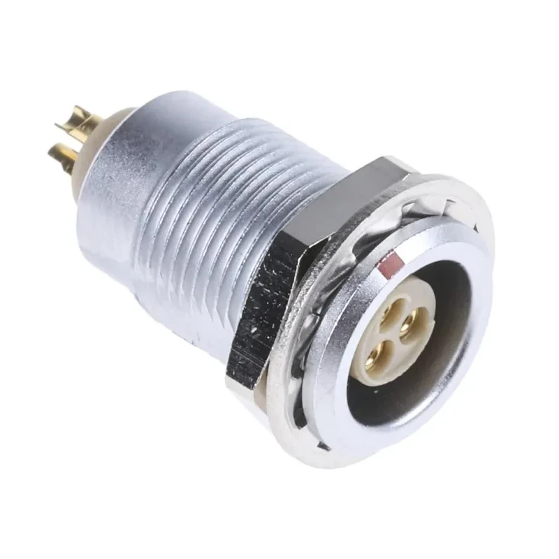 LEMO Circular Connector Panel Mount 3 Contacts Socket Female 10 mm 1700V Brass Housing Gold Plated Contacts EGG.0B.303.CLL
