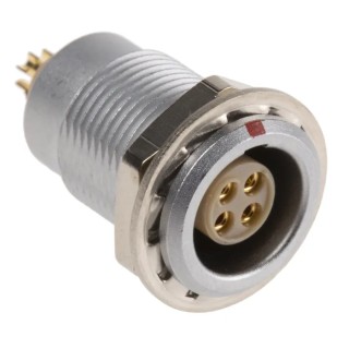 LEMO Circular Connector 4 Contacts Panel Mount 10 mm Connector Socket Female IP50 0B Series EGG.0B.304.CLL