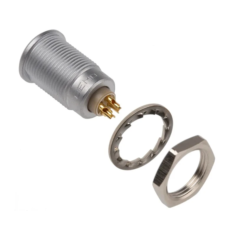 LEMO Circular Connector 4 Contacts Panel Mount 10 mm Connector Socket Female IP50 0B Series EGG.0B.304.CLL