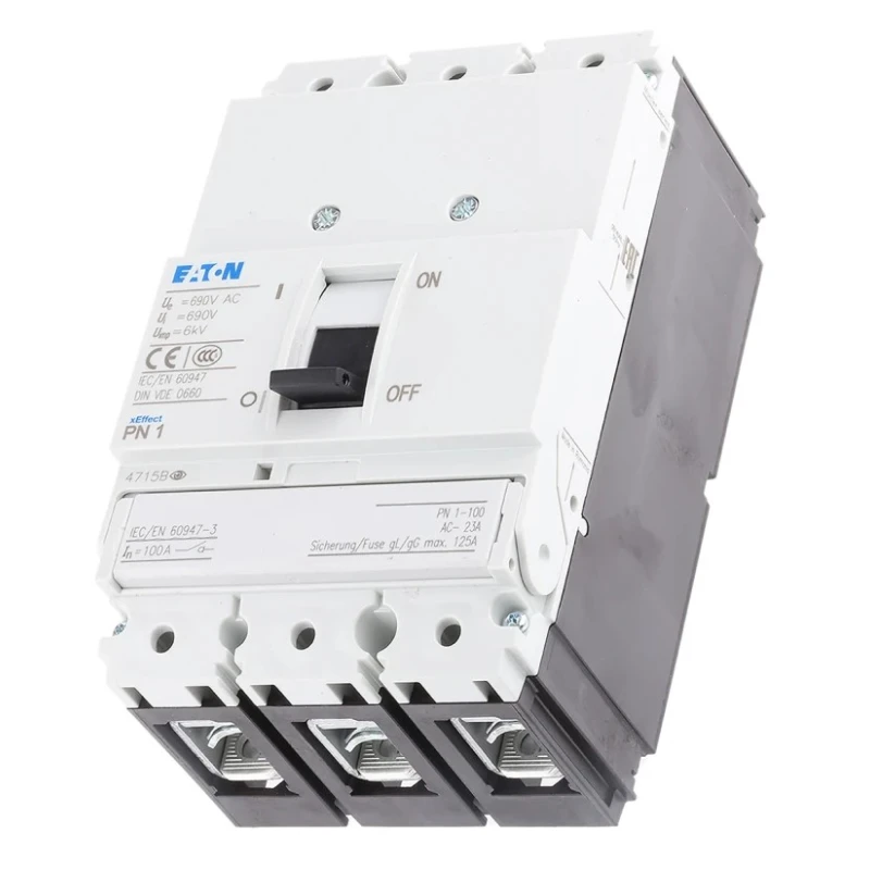 Eaton Molded Case Circuit Breaker 1-Pole 100A 690V AC Thermal Magnetic Lever Reset PN1 Series 259141 PN1-100