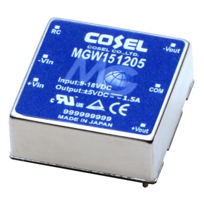 Cosel DC/DC Converter 24 V DC, 650 mA Output, 18-24 V Input, 15.6 W Power, PCB Mount MGW152412-R
