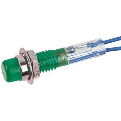 CAMDENBOSS Green Panel Mount Indicator 515 Series, 6.4 mm Mount Hole, Lead Wire Termination, 125V IND515205-125-T/GRN