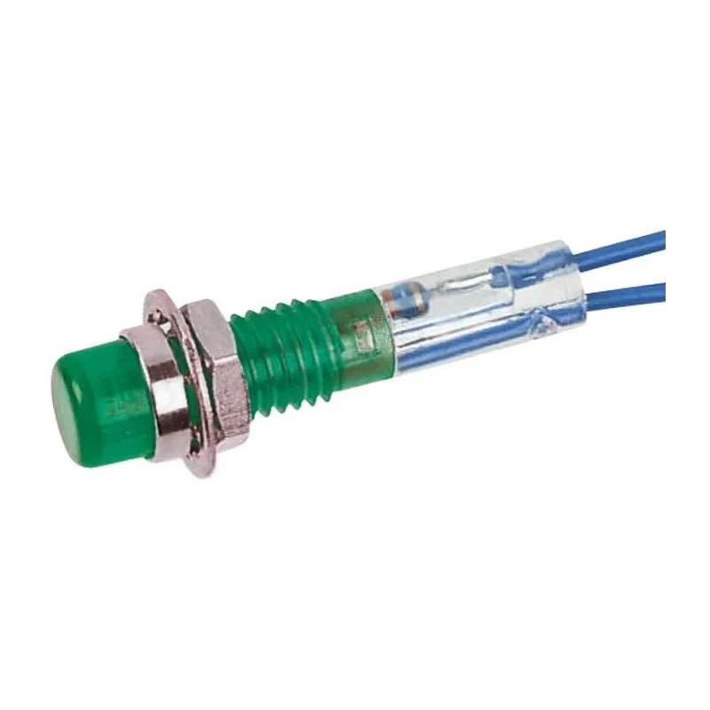 CAMDENBOSS Green Panel Mount Indicator 515 Series, 6.4 mm Mount Hole, Lead Wire Termination, 125V IND515205-125-T/GRN