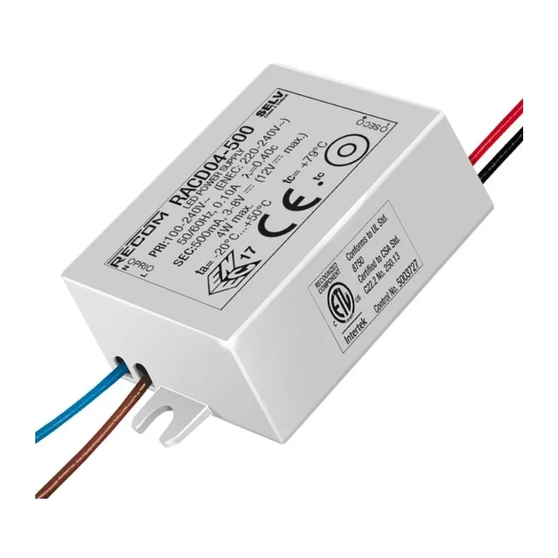 Recom IP65 1 Output LED Driver 3V dc to 6 V dc 4.2 W Power Constant Current 700mA RACD04-700