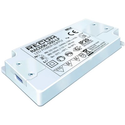 Recom IP20 1 Output LED Driver, 2V dc to 9V dc, 6W Power, 700mA Constant Current AC-DC Enclosed Driver RACD06-700-LP