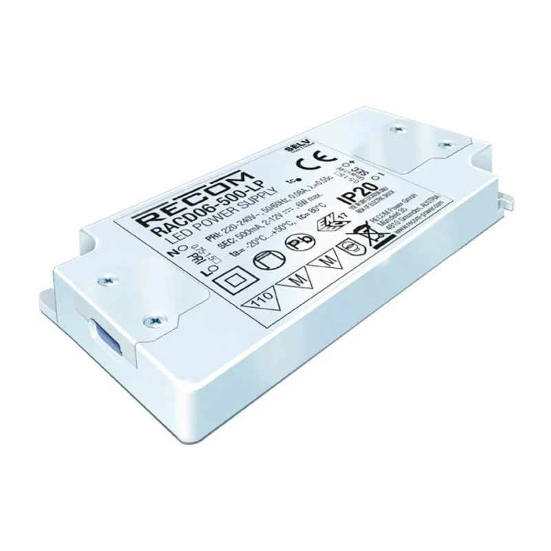 Recom IP20 1 Output LED Driver, 2V dc to 9V dc, 6W Power, 700mA Constant Current AC-DC Enclosed Driver RACD06-700-LP