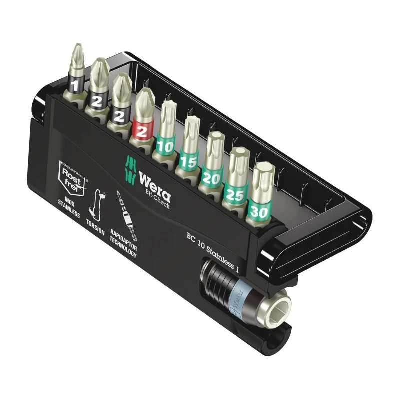 Wera Hex, Hex, Phillips, Pozidriv, Torx Screwdriver Bit Set, 10 Pieces 05071110001