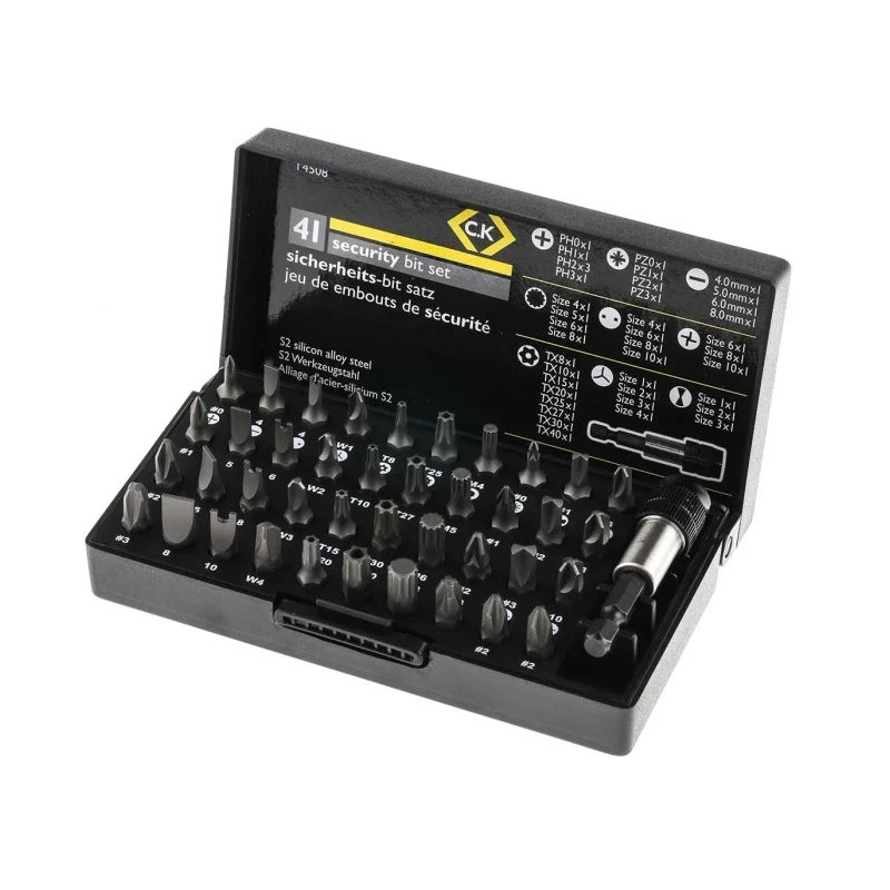 CK Screwdriver Bit Set Phillips Pozidriv Slotted Tamperproof Torx 41 Pieces Spline Steel T4508