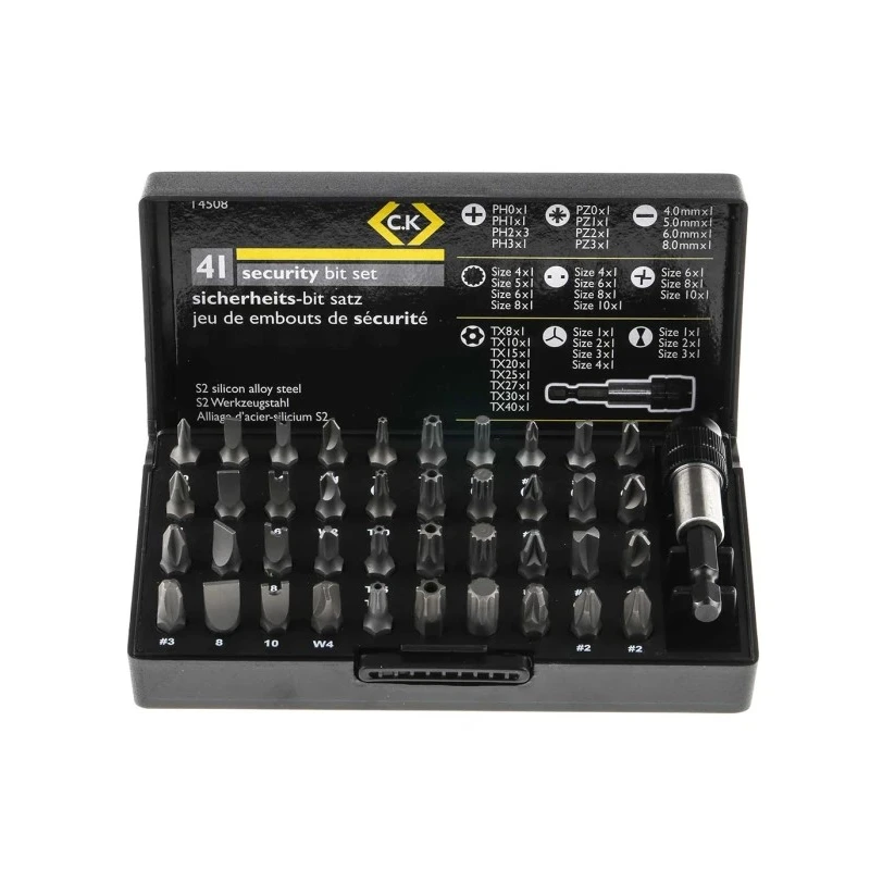 CK Screwdriver Bit Set Phillips Pozidriv Slotted Tamperproof Torx 41 Pieces Spline Steel T4508