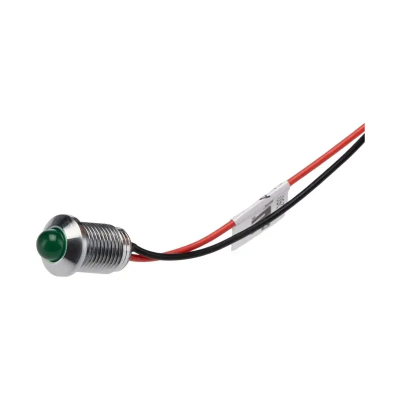 RS PRO Green Panel Mount Indicator 24V DC 20mA Lead Wire Termination IP67 Prominent Bezel 132-9109