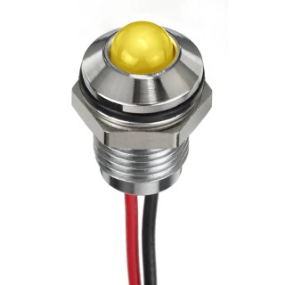 RS PRO Yellow Panel Mount Indicator 24V dc 20mA Lead Wire Termination IP67 Prominent Bezel 132-9110