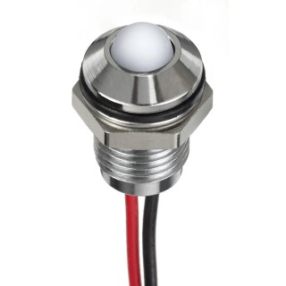 RS PRO White Panel Mount Indicator 24V DC 20mA Lead Wire Termination IP67 Prominent Bezel 132-9112