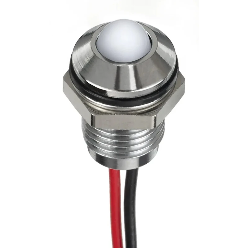 RS PRO White Panel Mount Indicator 24V DC 20mA Lead Wire Termination IP67 Prominent Bezel 132-9112