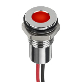 RS PRO Red Panel Mount Indicator 12V DC 20mA Lead Wire Termination IP67 Flush 132-9118
