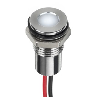 RS PRO White Panel Mount Indicator 1.8V dc, 3.3V dc, 20mA, Lead Wire Termination, IP67 Flush Bezel 132-9117