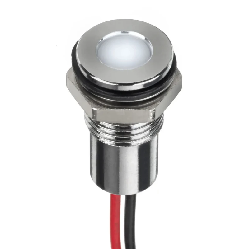 RS PRO White Panel Mount Indicator 1.8V dc, 3.3V dc, 20mA, Lead Wire Termination, IP67 Flush Bezel 132-9117