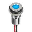 RS PRO Blue Panel Mount Indicator 12V DC 20mA Lead Wire Termination IP67 Flush Bezel 132-9121