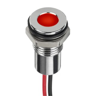 RS PRO Red Panel Mount Indicator 24V DC 20mA Lead Wire Termination IP67 Flush Bezel 132-9123