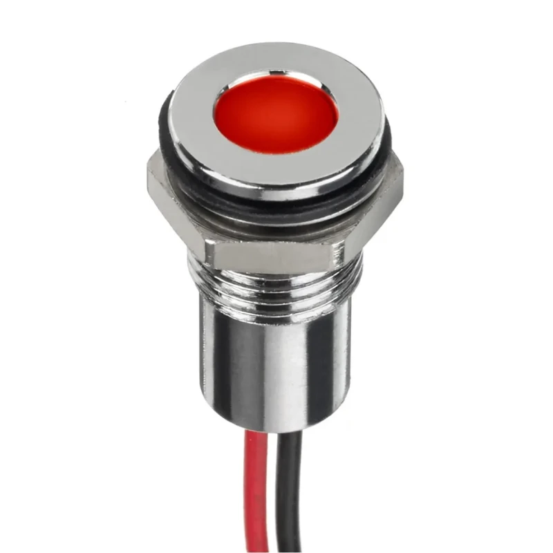 RS PRO Red Panel Mount Indicator 24V DC 20mA Lead Wire Termination IP67 Flush Bezel 132-9123