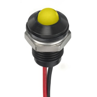 RS PRO Yellow Panel Mount Indicator 12V DC 20mA Lead Wire Termination IP67 Prominent Bezel 132-9135